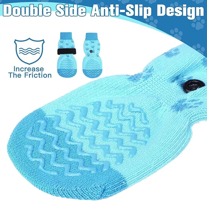 EXPAWLORER 6Pcs Anti Slip Dog Socks to Prevent Licking Paws, Dog Shoes for Hot Pavement, Double Sides Dog Boots & Paw Protectors Booties for Hardwood Floors with Grippers Small Medium Large Senior Dog