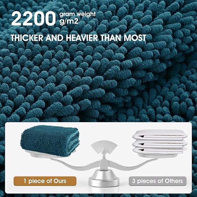 IM HOME Large Dog Door Mats for Muddy Paws, 48" x 30" Chenille Absorbent Mud Mat for Dogs, Non Slip Heavy Dog Rugs for Muddy Paws, Soft Indoor Door Mat for Entryway, Mud Paw, Inside Floor, Teal Blue