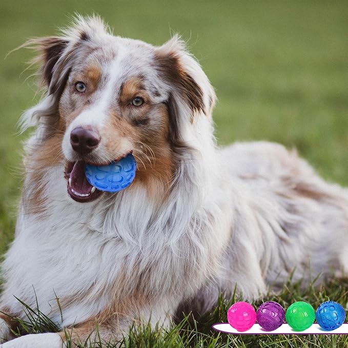 PJDH 3'' Squeaky Dog Toy Balls for Lagre Medium Breed, Indestructible Dog Balls for Playing, Fetching & Retrieving, Durable Aggressive Chewers, 3 PCS Red+Blue+Green
