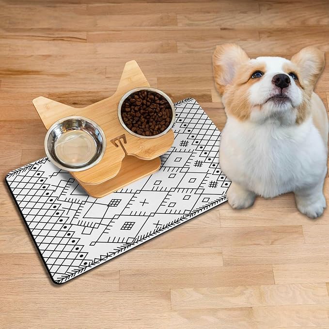 Absorbent Pet Dog Bowl Mat for Food and Water, Pet Cat Food Feeding Mat with Non Slip Rubber Backing, Dog Food Mats for Floors Waterproof, 24"x32"