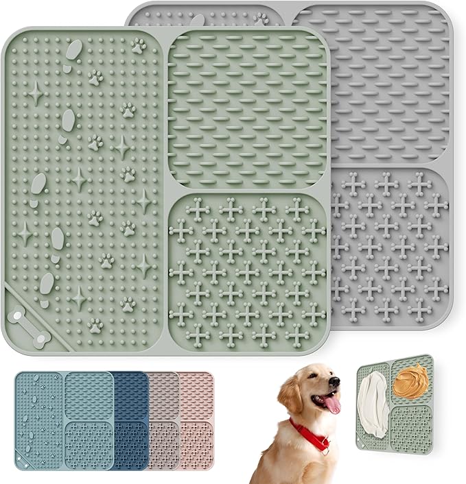 Wingcases Lick Mat for Dogs Cats(2pcs, Small, 5.9") Easy Clean Silicone Licking Pad Slow Feeder for Pets with Suction Cups, Enrichment Accessories Anxiety Boredom Relief, Keep Them Busy for Bathing