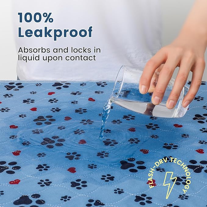 Washable Pee Pads for Dogs,2 Pack Large 18"x24" Super Absorbent Reusable Puppy Pads,Non-Slip 100% Waterproof Dog Pee Pads,Pet Training Pads for Couch, Crate, Potty Training,Floor