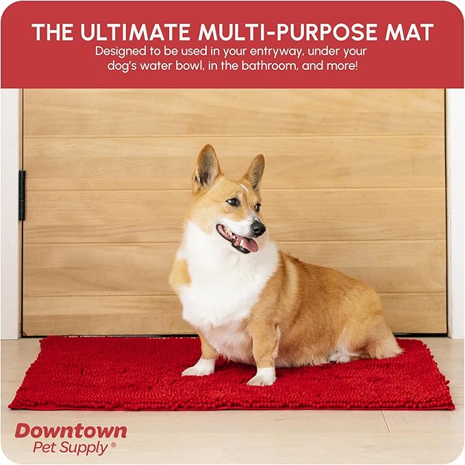 My Doggy Place - Ultra Absorbent Microfiber Dog Door Mat, Durable, Quick Drying, Washable, Prevent Mud Dirt, Keep Your House Clean (Red, Medium) - 31 x 20 inch