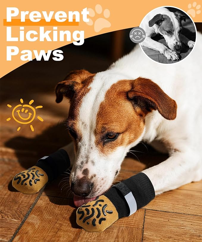 TwoAnt Non Slip Dog Socks with Grips, Dog Sock to Prevent Licking Paw for Senior Dogs, Dog Shoes for Hardwood Floors and Enhancing Traction, Paw Protector - Fits Small, Medium, Large Dogs - S