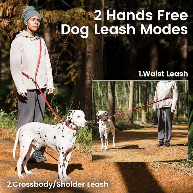 HOWGO Hands Free Dog Leash with Padded Handle,Multifunctional Crossbody Waist Leash for Walking Running Jogging Training,7.5 FT Nylon Adjustable Length for All Breeds(MintGreen, Standard)