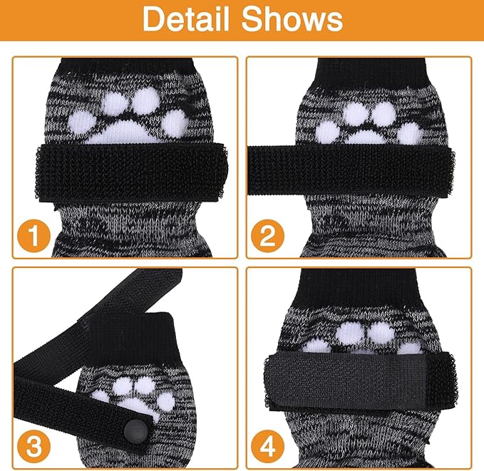 KOOLTAIL Non Slip Dog Socks to Prevent Licking Paws for Hardwood Floors, Dog Boots Shoes for Hot/Cold Pavement with Grippers Traction Control, Waterproof Paw Protector for Small Medium Large S