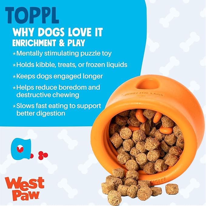 WEST PAW Toppl Durable Dog Treat Puzzle Toy for Large Dogs- Engaging Interactive Chew Toy for Mental Stimulation, Slow Feeding- One and Quarter Cup Capacity - Cardinal Red, XL