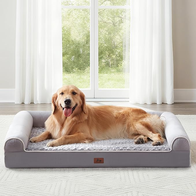 Large Dog Beds Large Sized Dogs, XXL XL Dog Bed for Medium Size Dogs, Extra Big Waterproof Couch Sofa with Removable Washable Cover for Pet, Light Grey, 48"*35"*8"