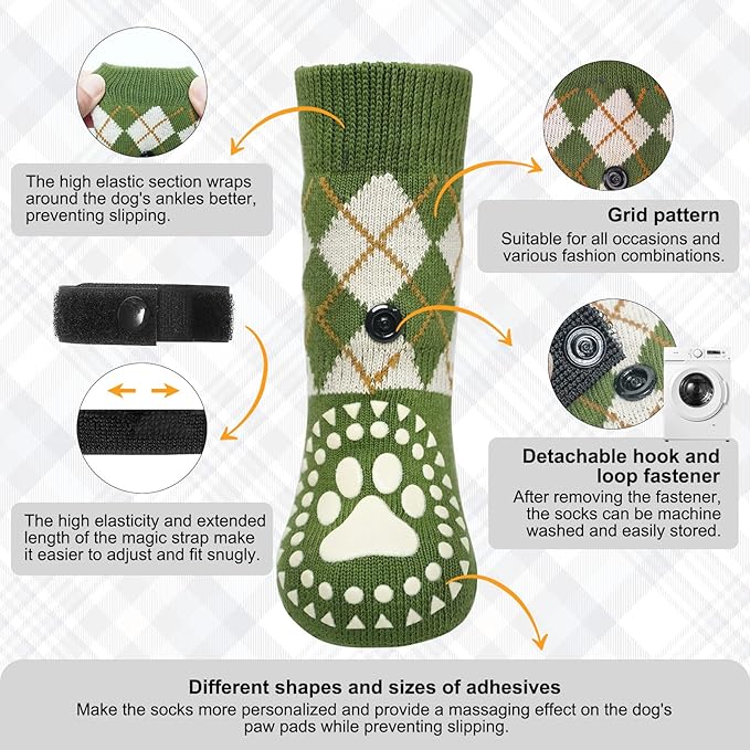 BEAUTYZOO Dog Socks for Hot/Cold Pavement to Prevent Licking Paws,Anti Slip Grippy Dog Boots&Paw Protectors for Hardwood Floors,Traction Control Shoes Booties for Puppy Small Medium Large Senior Dogs