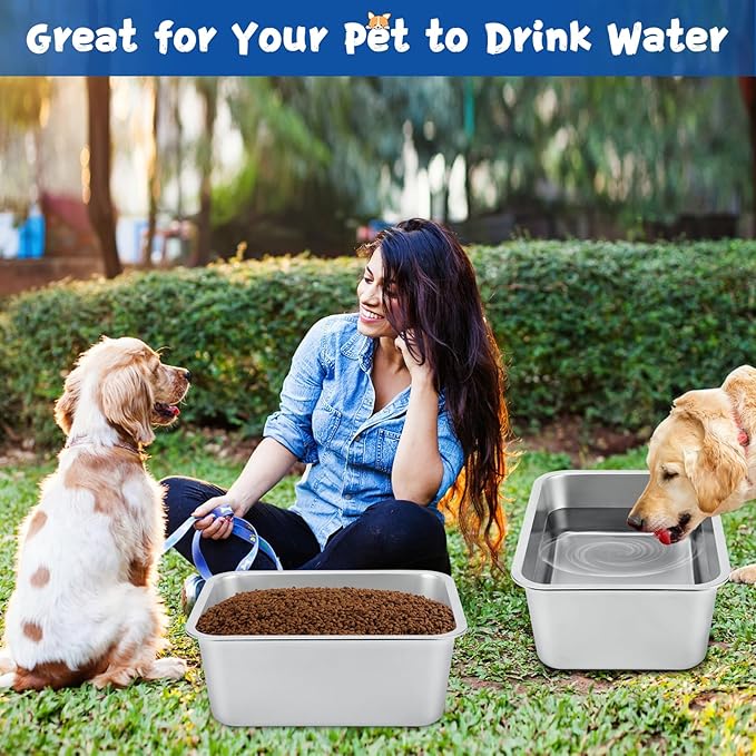 BWOGUE 4 Gallons Extra Large Dog Water Bowl for Large Dogs, Outdoor Stainless Steel Dog Bowl, High Capacity Pet Water and Food Bowls for Large, X-Large Giant Dogs, 1 Pack