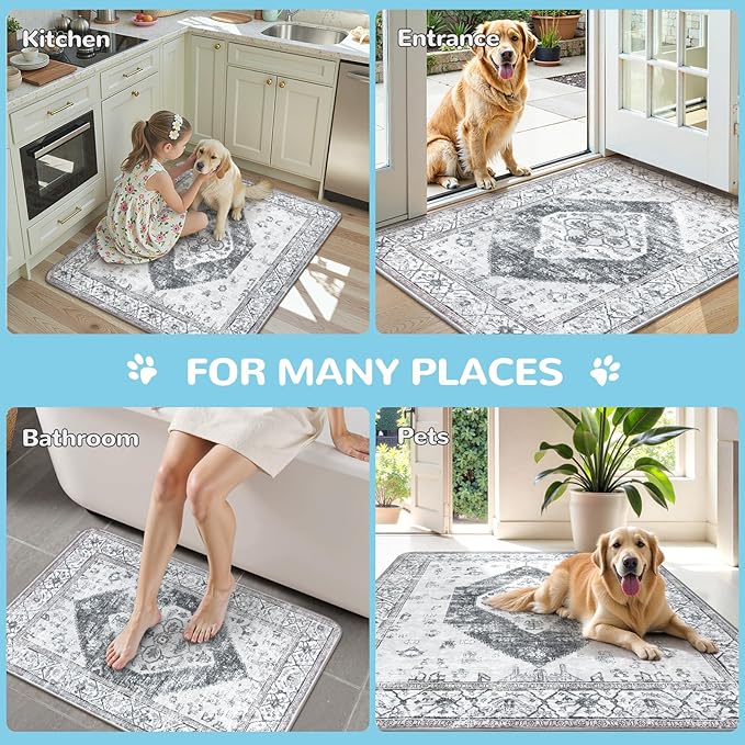 Lahome Super Absorbent & Leakproof Washable Dog Pee Pads - 2 Pack Value Set - Waterproof, Non-Slip Reusable Pads for Puppy Training, Crates & Whelping (24"x24", Gray)
