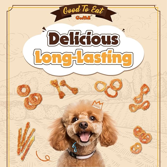 Gootoe Turkey Tendons for Dogs –All-Natural, Hypoallergenic Dog Treats, Rawhide Alternative, Long Lasting Puppy Chews, Healthy Dog Treats for Medium Breeds, Twists (M), 6 Count Pack