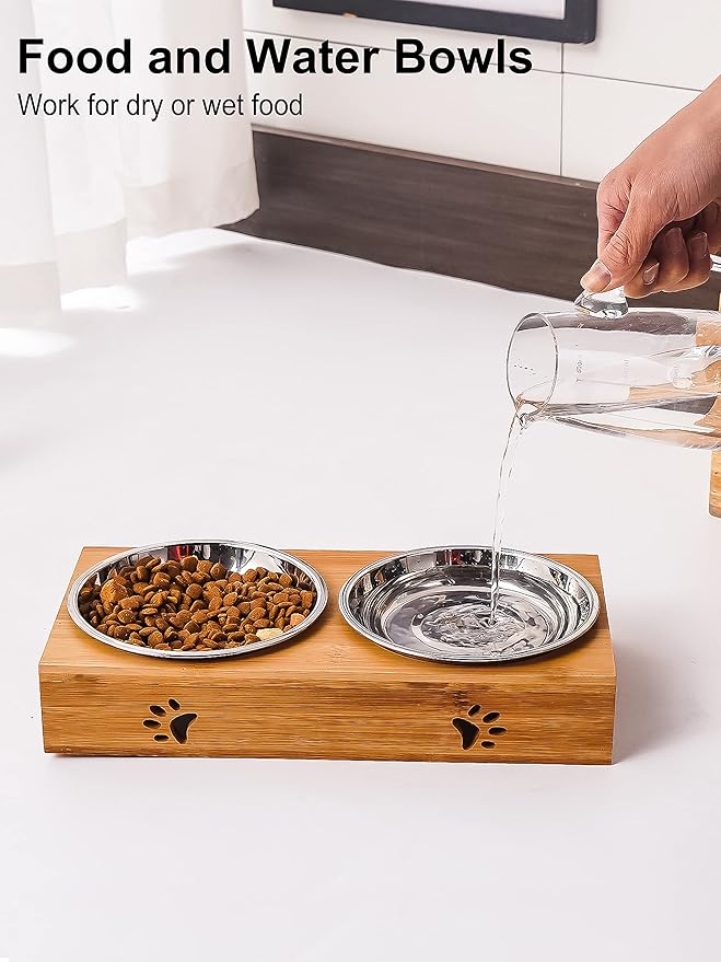 VENTION Small Shallow Cat Food Bowls, Outer Dia. 6.6 in Whisker Fatigue Cat Bowl, Stainless Steel Cat Food Dish for Indoor Cats, Set of 2 Replacement Cat Bowls for Raised Station(15.2 Fl.oz)