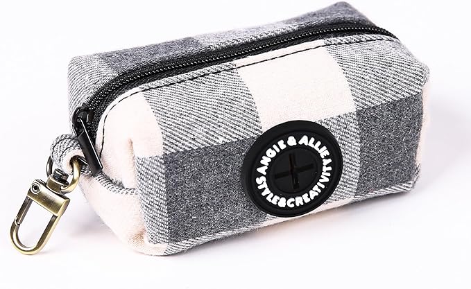 Organic Cotton Dog Poop Bag Holder for Leash Brass Hardware Waste Bag Dispenser Pet Waste Management Solution
