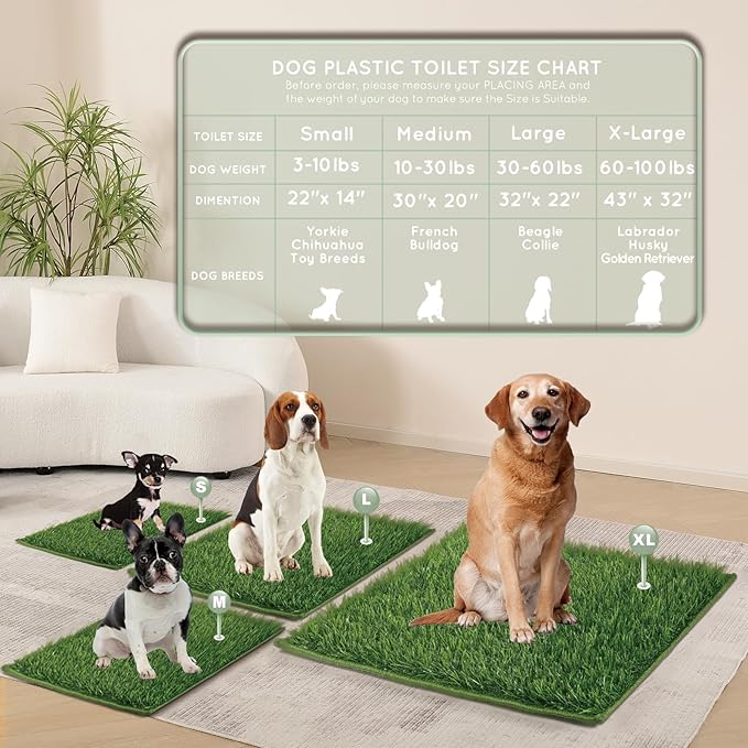 Artificial Grass, Dog Pee Grass Pads for Dogs Potty, 2PCS Odor Free Fake Grass for Dogs X-Large 43”×32” with Countless Drainage Holes, Dog Potty Grass Hemmed Edge Realistic