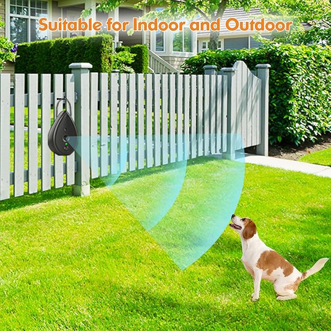 Anti Barking Device for Dogs, Rechargeable Bark Box Ultrasonic Barking Deterrent with 3 Level Modes/Irregular Ultrasound Frequency/Automatically Electronic Dog Whistle Stop Neighbors Dog from Barking