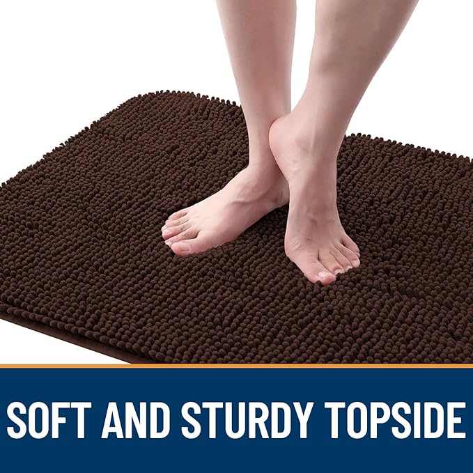 OLANLY Dog Door Mat for Muddy Paws 35x24, Absorbs Moisture and Dirt, Absorbent Non-Slip Washable Doormat, Quick Dry Chenille Mud Mat for Dogs, Entry Indoor Entryway Carpet for Inside Floor, Brown