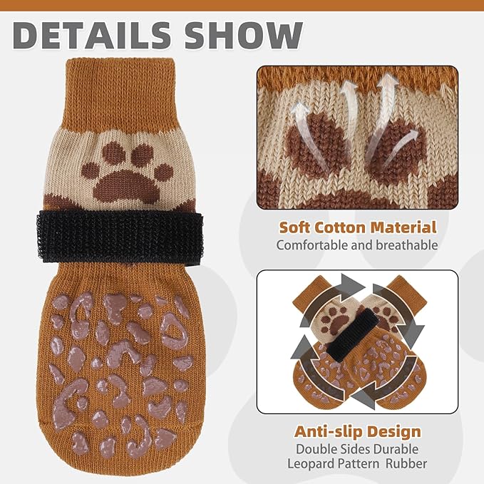 KOOLTAIL Dog Socks for Hot/Cold Pavement to Prevent Licking Paws Scratching,Anti Slip Pet Boots&Paw Protector for Hardwood Floors,Traction Control Grip Booties for Small Medium Large Senior Dogs L