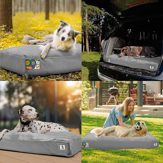Sytopia 30" Outdoor Canvas Dog Bed – Ultra-Durable, Waterproof, Washable, Removable Cover – Comfort for Medium Dogs – Perfect for Patio, Crate, or Adventure (Light Grey)