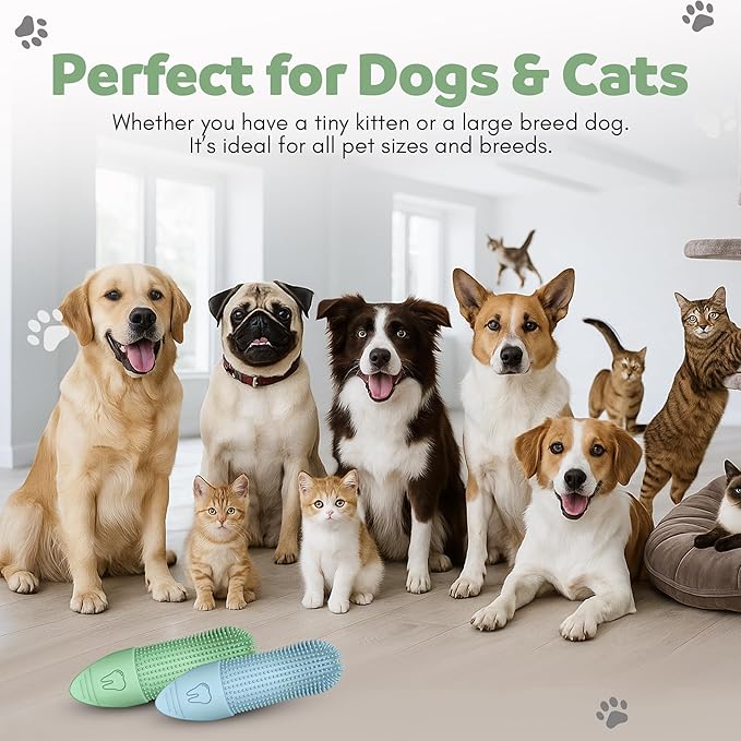 1-Pack Dog Finger Toothbrush for Dogs and Cats, Soft Silicone Finger Tooth Brushing for Dogs, Puppy Dental Care, Finger Dog Toothbrush for Small and Large Breeds
