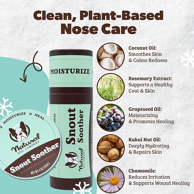 Natural Dog Company Snout Soother Travel Stick 4-Pack – 0.15 oz Chapstick-Size Sticks – Organic, Plant-Based, Lick-Safe Balm for Dry, Cracked, Crusty Noses – Value Bundle, Made in USA