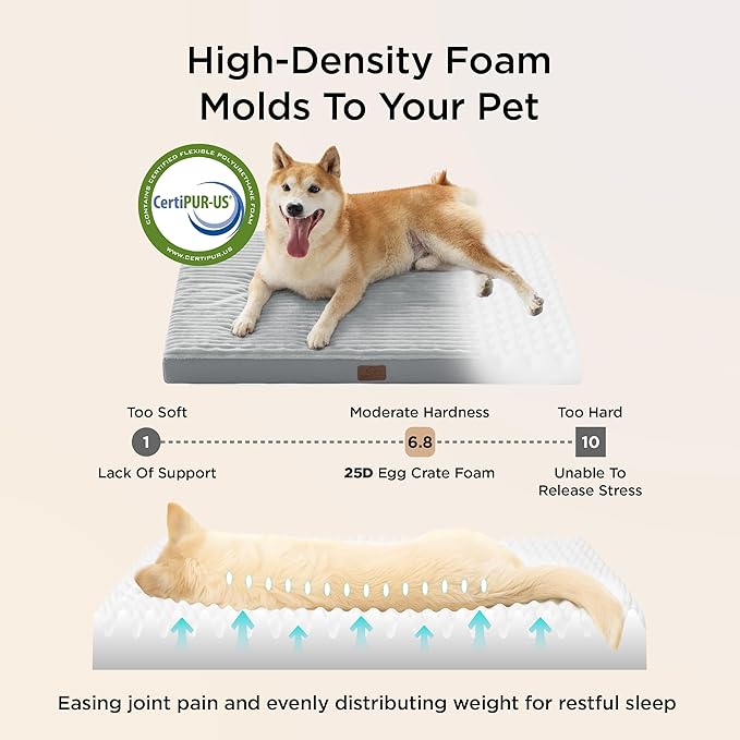 Bedsure Dog Bed Medium Size Dog - Orthopedic Pet Beds with Removable Machine Washable Cover, NOT Waterproof Egg Crate Foam Puppy Pad, Suitable for Pet Up to 35 lbs, 29"x18"
