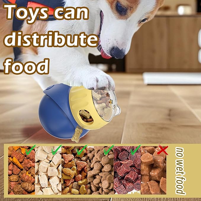 NESSICURE Pet Interactive Toys, Adjustable Treat Puzzle Food Dispenser Weight Loss Tumbler Slow Feeder Sliding Rolling Ball Enrichment Toy for Cats & Small Dogs