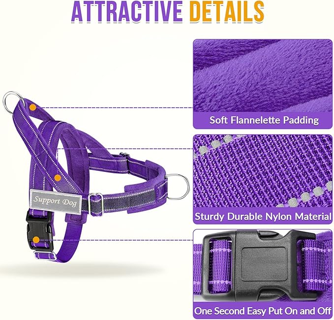 SlowTon No Pull Dog Harness - Heavy Duty Dog Harness and Leash Set for Medium Large Dogs, Reflective Tactical Harness with Soft Padded and Front Clip for Easy Walk and Training (PU, L)