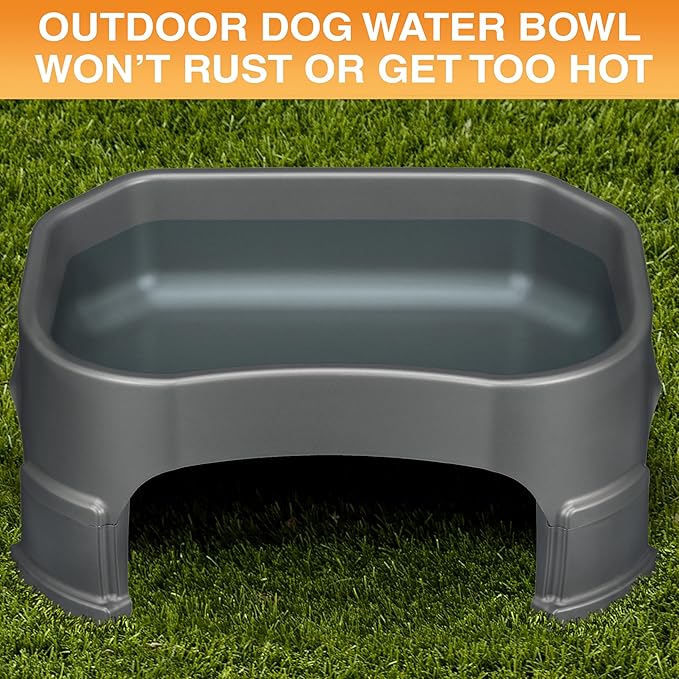 Neater Pet Brands Large Water Bowl for Dogs, Raised Outdoor Dog Water Bowl (1.25 Gallon XL Capacity), Big Trough Style Food Dish for Indoors or Outside, No Spill Large Dog Bowls, Gunmetal Grey