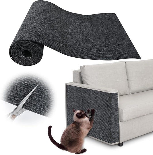 Cat Scratch Pad - 100" x 15.8" Trimmable Self-Adhesive Cat Scratch Furniture Protector, Sisal Cat DIY Climbing Couch Protector for Scratch Post Cat Tree Replacement Indoor (Dark Gray)