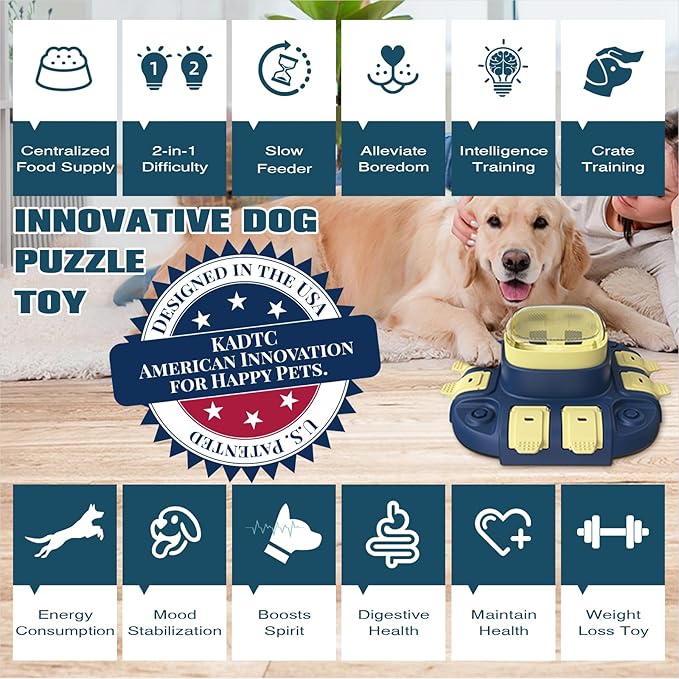 KADTC 2 Levels of Challenge - Dog Puzzle Toy for Small/Medium/Large Dogs Treat Puzzles Feeder Food Dispenser Slow Enrichment Feeding Puppy Mental Stimulation Toys Brain Games Christmas & New Year Gift