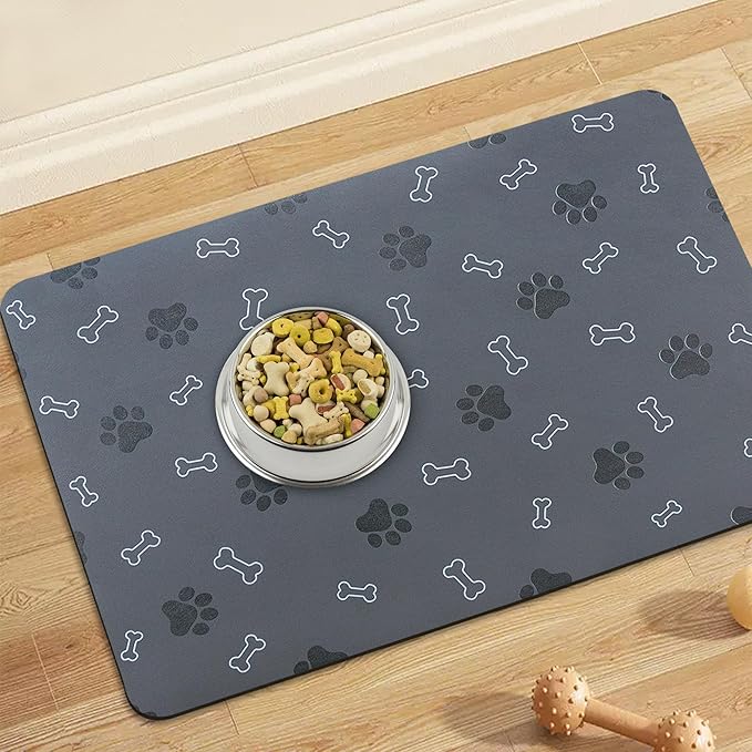 Pet Cat Dog Food Mat Non Slip Mat for Dog Water Bowl Mat Quick Dry Absorbent Cat Feeding Mat, 24 * 16.9 in, Green