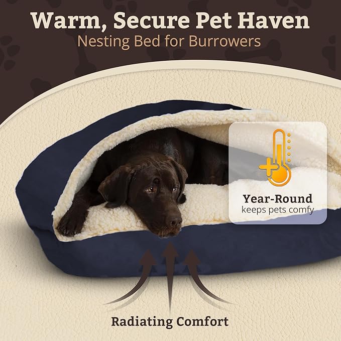Snoozer Pet Products Rectangle Cozy Cave Dog Bed, Medium, Navy