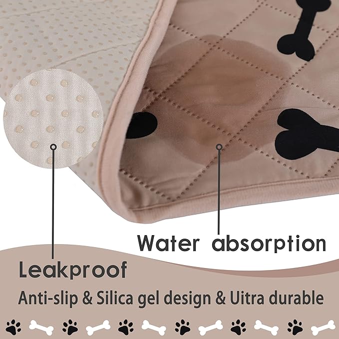 Dog Crate Pee Pads - Wahable Dog Rugs Non-Slip Puppy Pads for Small Dogs, Water Absorb Training Pads (32" x 40", Beige) 2 Packs