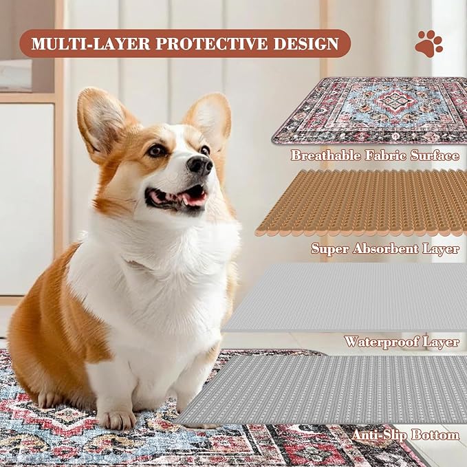 Washable Pee Pads for Dogs, 2 Pack Reusable Puppy Pads Absorbent Training Pads for Dogs Waterproof Dog Mat Non-Slip Whelping Pet Mat