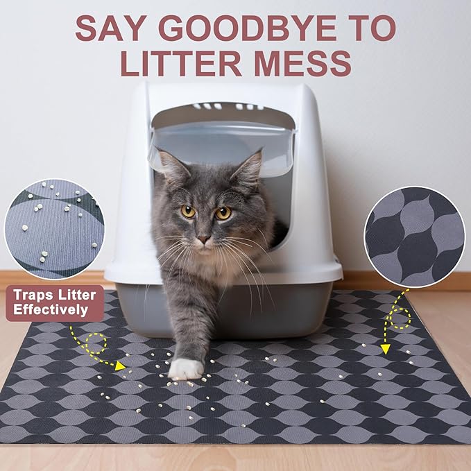 BEAUTYZOO Cat Litter Mat Large 20"x28" - Premium Waterproof Litter Trapping Mat with Non-Slip Backing, Cat Litter Box Mat Scatter Control for Floor, Machine Washable & Urine Proof, Soft for Kitty Paws