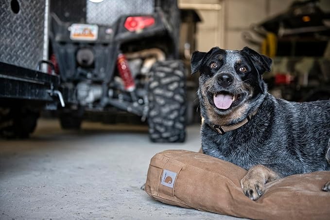 Carhartt Durable Canvas Pet Bed, Water Resistant Firm Duck Dog Bed, Deep Wine, Medium