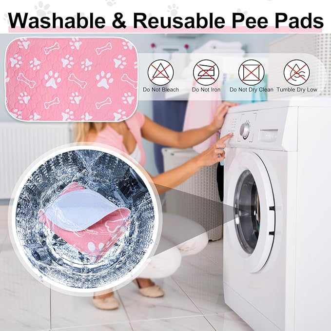BEAUTYZOO 4 Pack Washable Pee Pads for Dogs, Reusable Puppy Pads for Potty Training, Waterproof Super Absorbent Whelping Pads Mats Non Slip Against Urine for Small Medium Dogs Cats, 36" x 41"