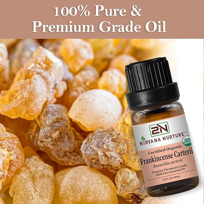 Nirvana Nurture Frankincense Carterii Essential Oil USDA Certified Organic, 100% Pure Natural Premium Grade, Undiluted