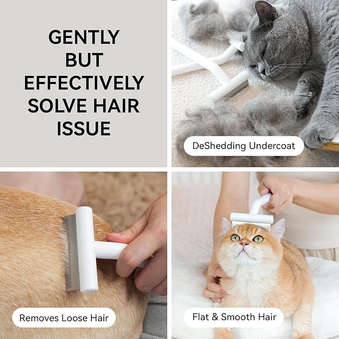aumuca Pet Deshedding Tools for Short Haired Cats & Dogs, Dematting Deshedding Brush Cats Shedding Tool, Dog Undercoat Brush, Gently and Effectively Remove Loose Hair, Highly Deshedder Grooming Combs