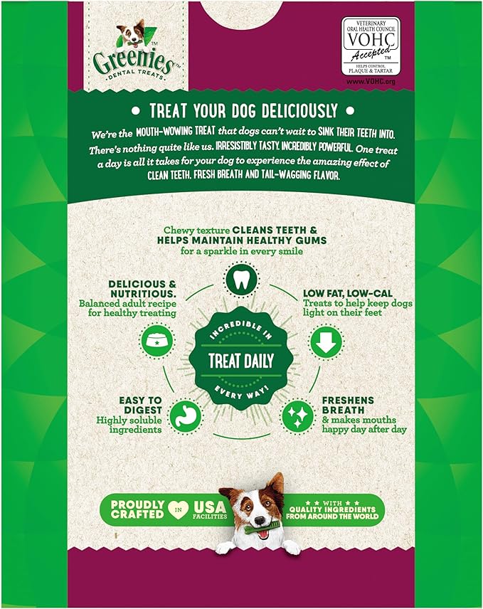Greenies Veterinarian-Recommended Weight Management Adult Natural Dental Dog Treats Petite Size, 27 oz. Pack, 45 Count