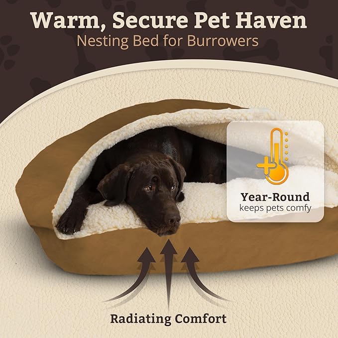 Snoozer Pet Products Luxury Rectangle Cozy Cave Dog Bed with Microsuede, Small, Camel