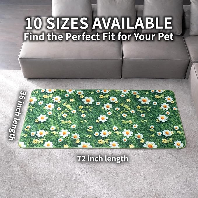 Dog Pee Pads Training Pads Upgrade Triple Thickness All-Purpose Super Absorbent & Leak-Proof, Quick Dry and Leak-Proof and Odor Control (Yellow Daisy on Green, 36" x72"x2PCS)