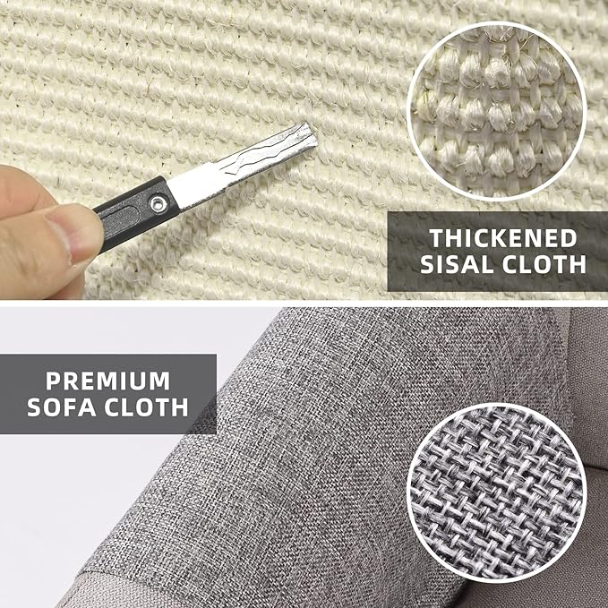 Cat Scratch Couch Protector with Natural Sisal for Protecting Couch Sofa Chair Furniture,Couch Protector from Cat Claws 23.6" L*19.7" W(Light Grey/Right Hand)
