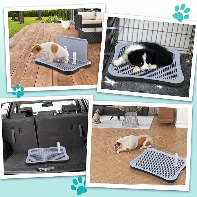Indoor Dog Potty, Puppy Changing Pee Pad Holder Tray Training with Splash Guard for Small Dogs Toilet Indoor Outdoor, Waterproof Easy Clean ，20" L x 15.1" W x 10.7" H