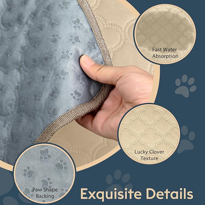 Washable Pee Pads for Dogs - 2 Pack Reusable Waterproof Puppy Training Pads, Super Absorbent with Dog Paw Shape Non-Slip Backing (Cream, 24" X 36" - 2 Pack)