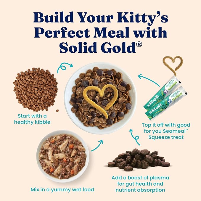 Solid Gold Wet Cat Food Shreds in Gravy - Healthy Canned Cat Food Made w/Real Tuna Shreds, Vitamins, Minerals & Taurine - Grain Free & Gluten Free Canned Meals for Cats & Kittens - 24ct/3oz Can