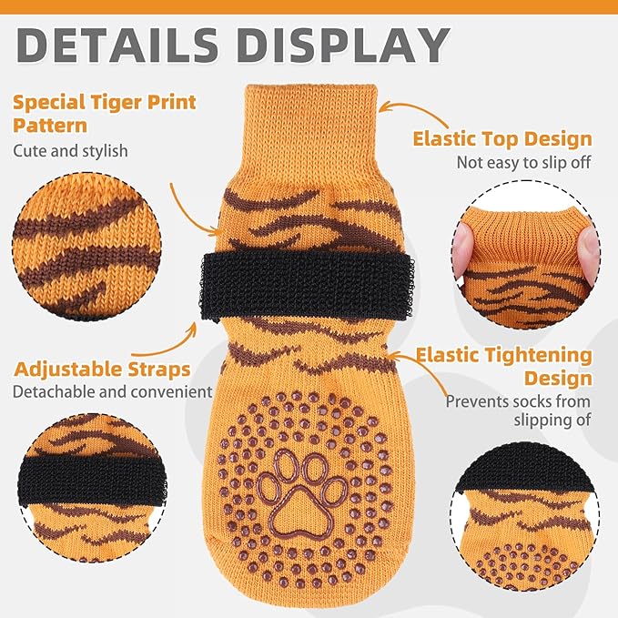 KOOLTAIL Dog Socks for Hot/Cold Pavement to Prevent Licking Paws,Dog Boots&Paw Protector for Hardwood Floors Anti Slip,Traction Control No Twist Grip Booties for Small Medium Large Senior Dogs L