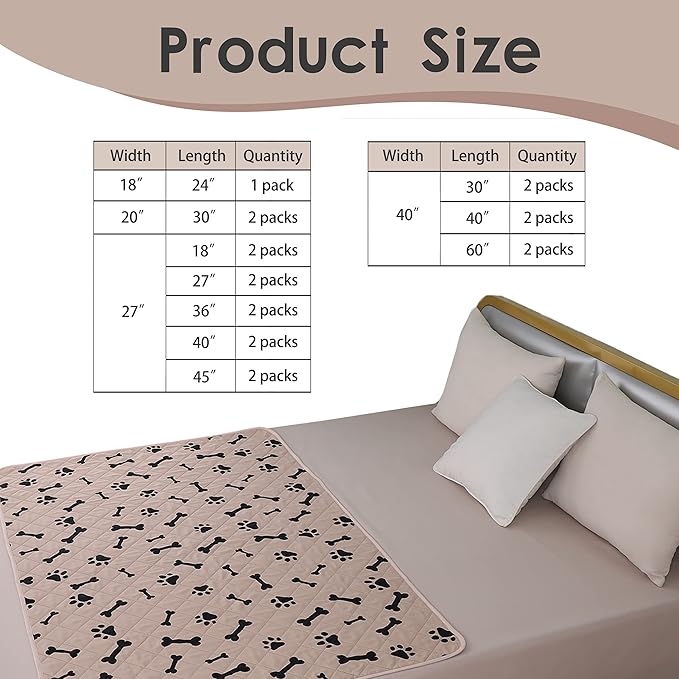 Dog Crate Pee Pads - Wahable Dog Rugs Non-Slip Puppy Pads for Small Dogs, Water Absorb Training Pads (24" x 32", Beige) 2 Packs
