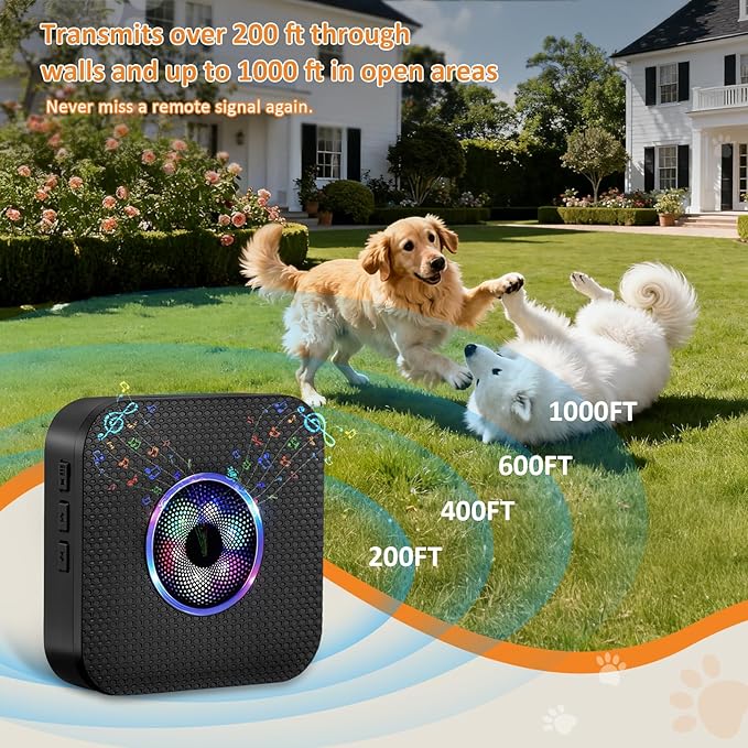 Ownpets Smart Dog Door Bell, Wireless Doorbell for Potty Training to Go Outside,1000Feet Range, Waterproof Touch Button, 55 Melodies